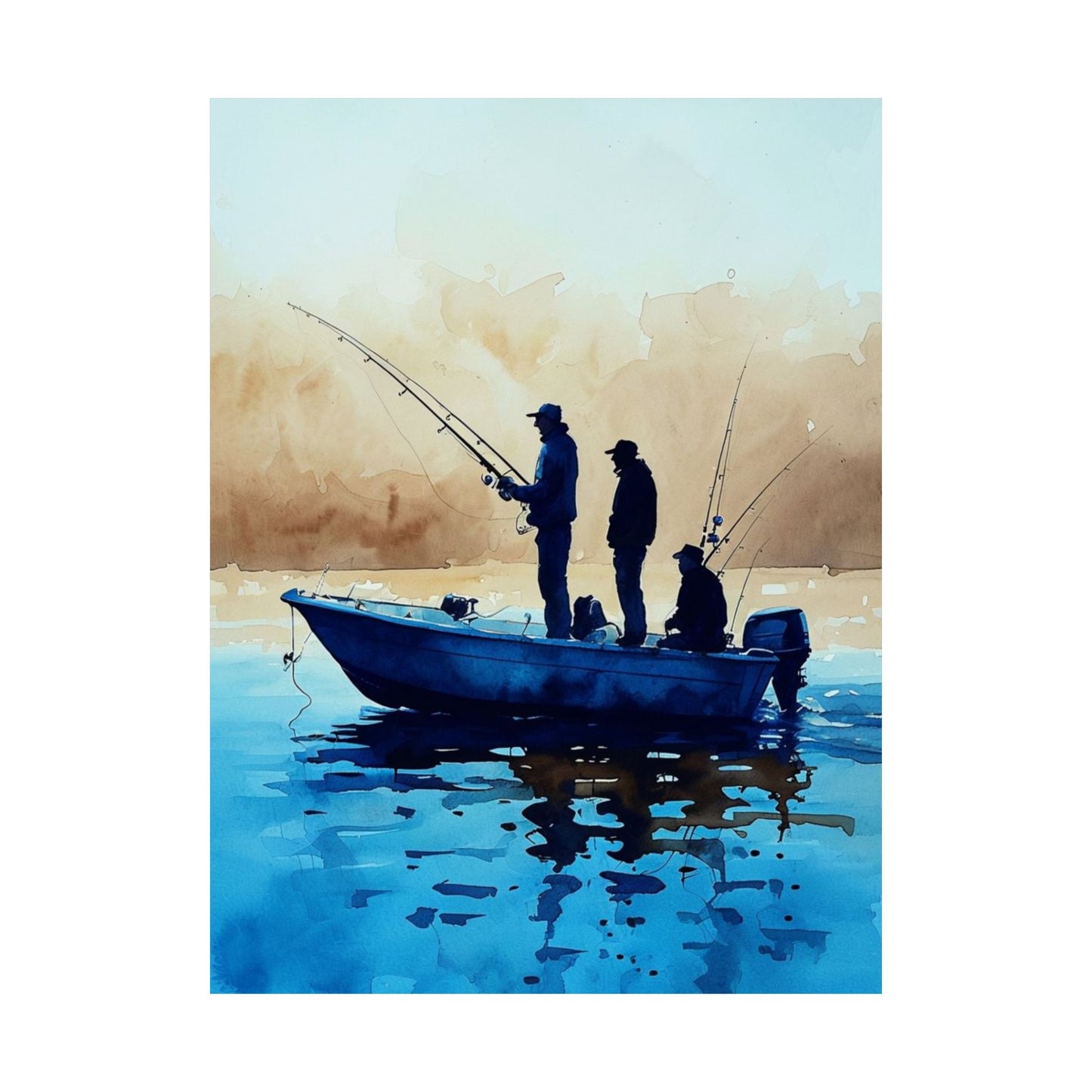 Fishing Adventure Matte Vertical Posters, Watercolor Art Print, Wall Decor,