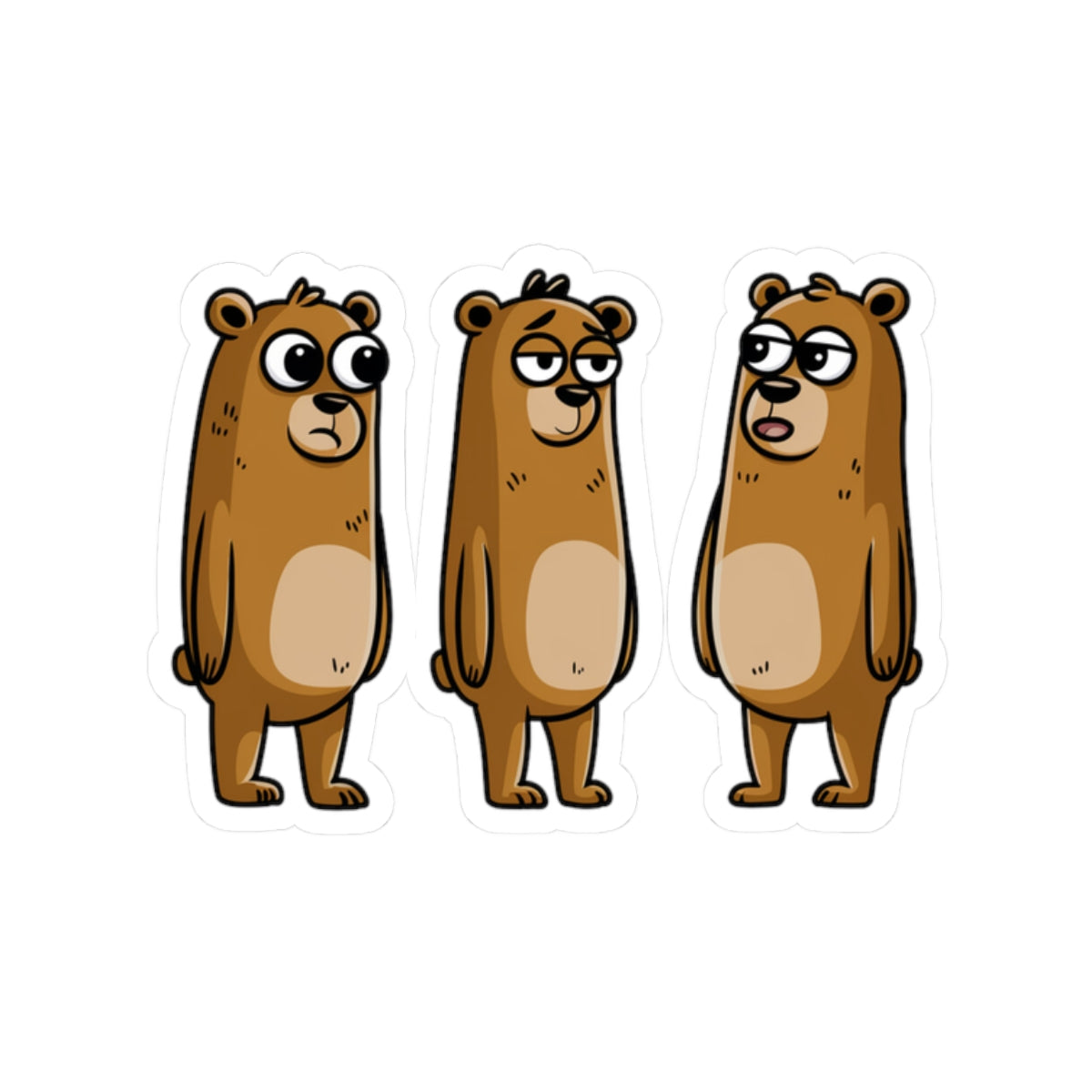 Funny Bear Kiss-Cut Stickers, Cartoon Animal Decor, Laptop Stickers, Cute Gifts for Animal Lovers, Playful Wall Art