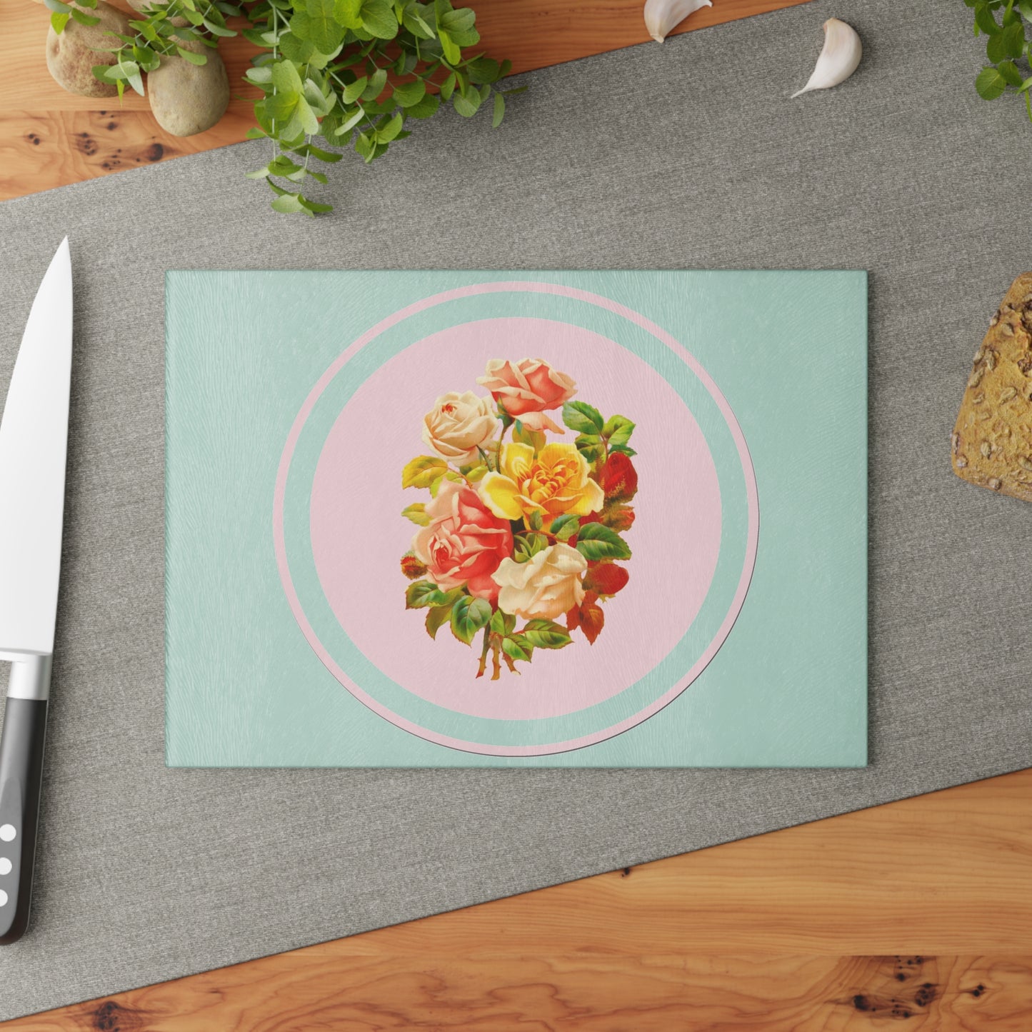 Floral Glass Cutting Board | Kitchen Decor, Gift for Home Chefs, Wedding Present, Housewarming Gift, Floral Design