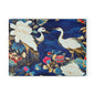 Glass Cutting Board - Elegant Japanese Crane & Peony Floral Pattern