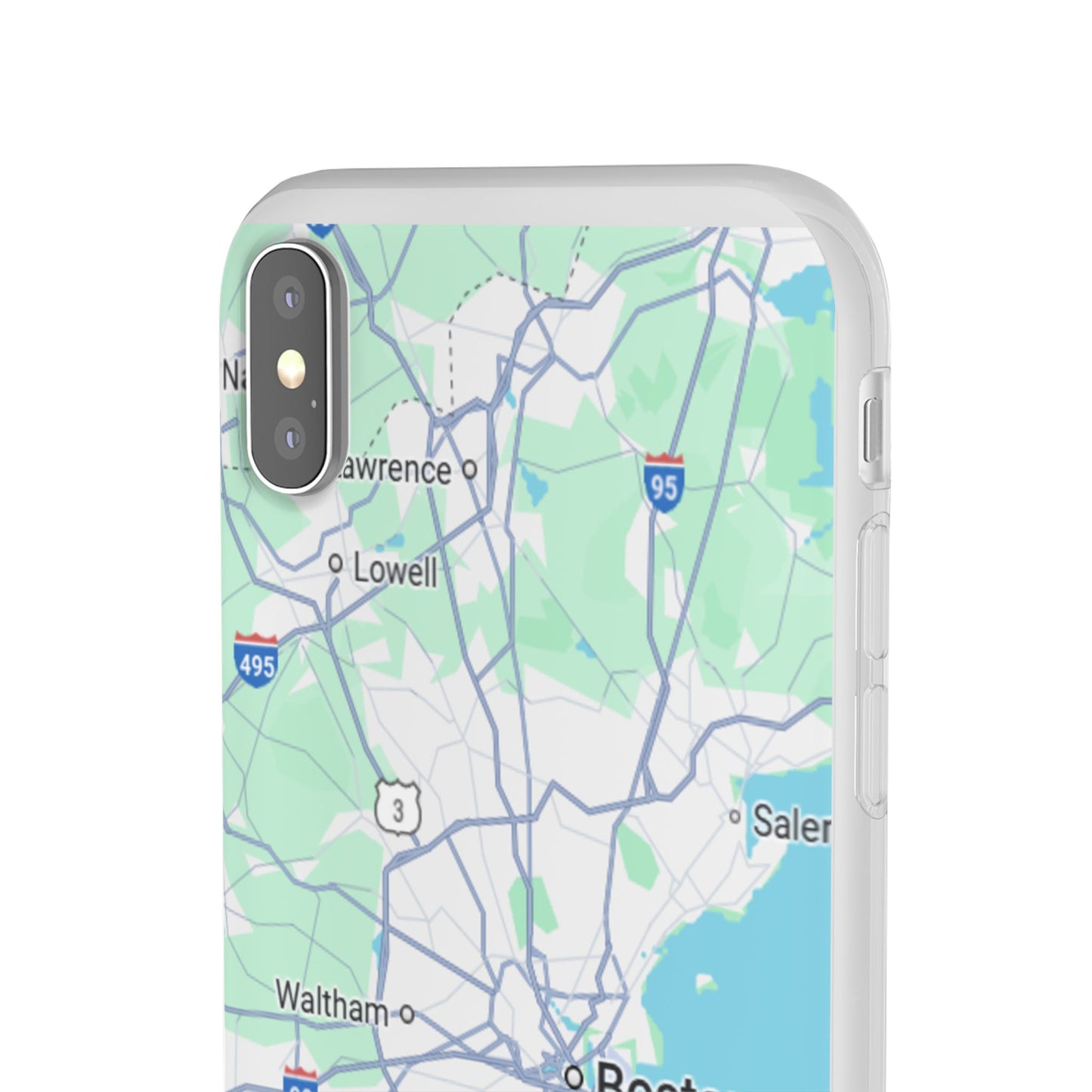 Boston Map Flexi Case for iPhone, Custom Location Phone Case, Unique Gift, Boston Heart Design, Travel Lover Accessory