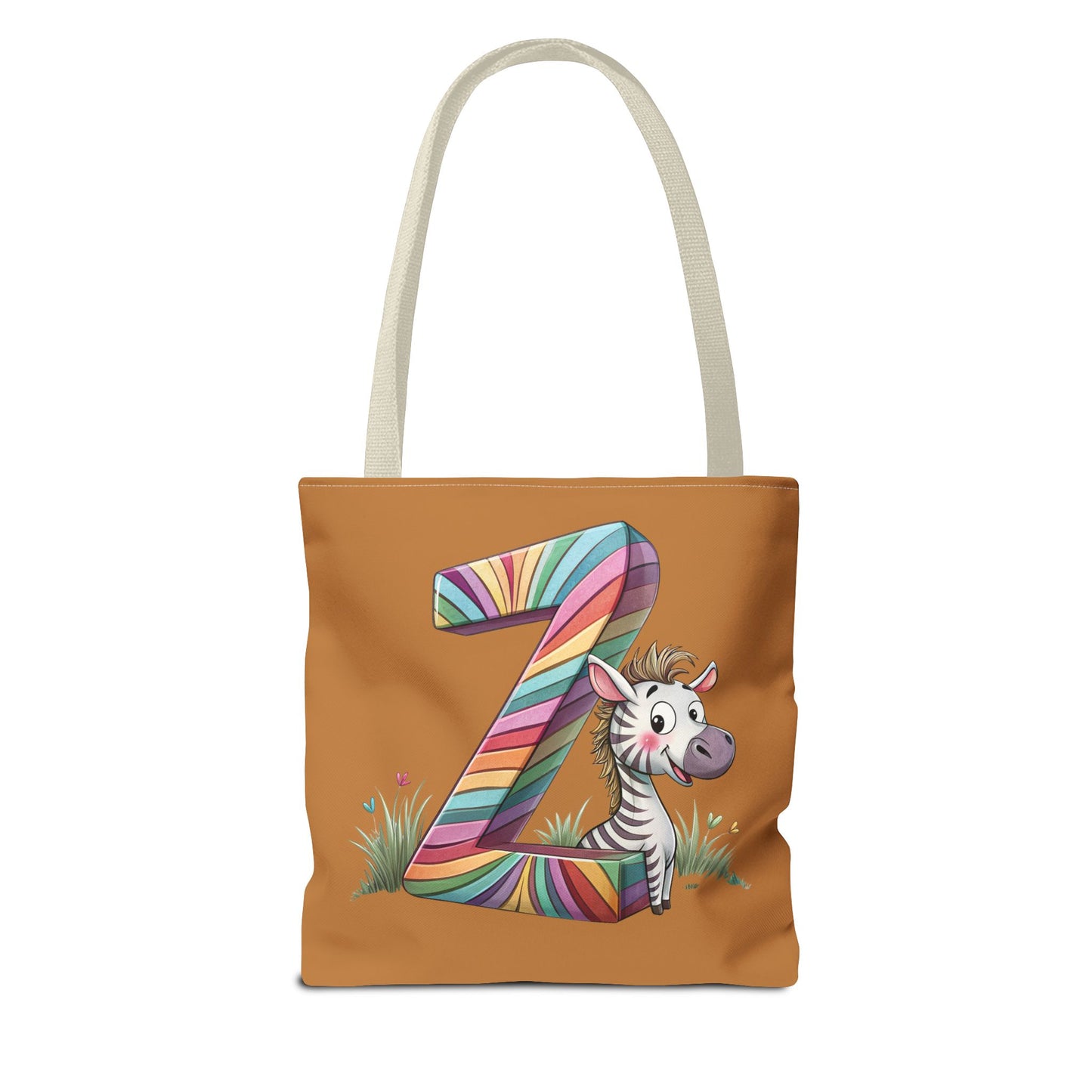 Colorful Zebra Initial Tote Bag, Kids' Backpack, Fun Reusable Shopping Bag, Cute Gift for Animal Lovers, Eco-Friendly, Alphabet Design