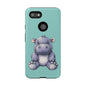 Cute Hippo Phone Case, Tough Phone Cover, Fun Animal Case, Gift for Kids, Cute Decor, Birthday Present