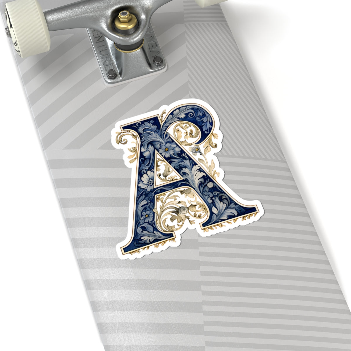 Ornate Floral Letter A Kiss-Cut Sticker — Vintage Monogram Laptop Decal