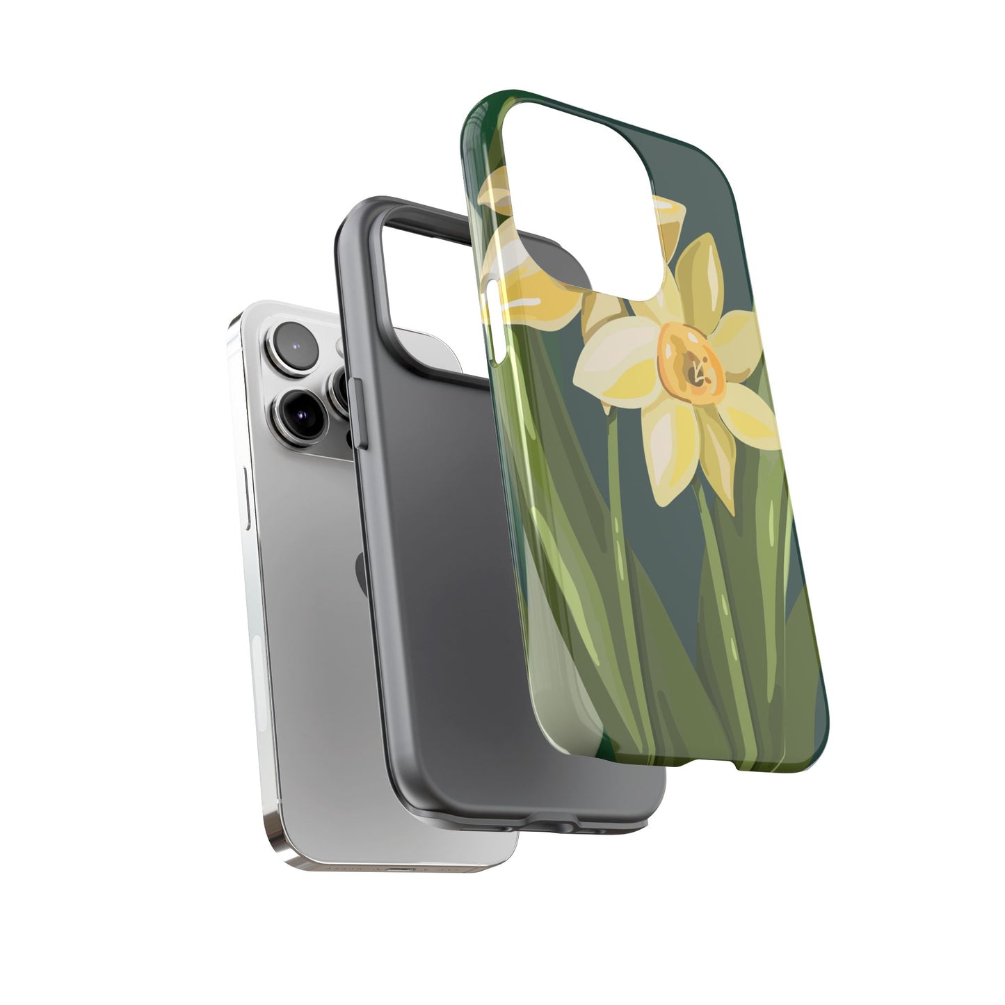 Floral Phone Case - Yellow Daffodil Design, Tough Phone Cover, Spring Decor, Floral Gift, Nature-Inspired Accessories