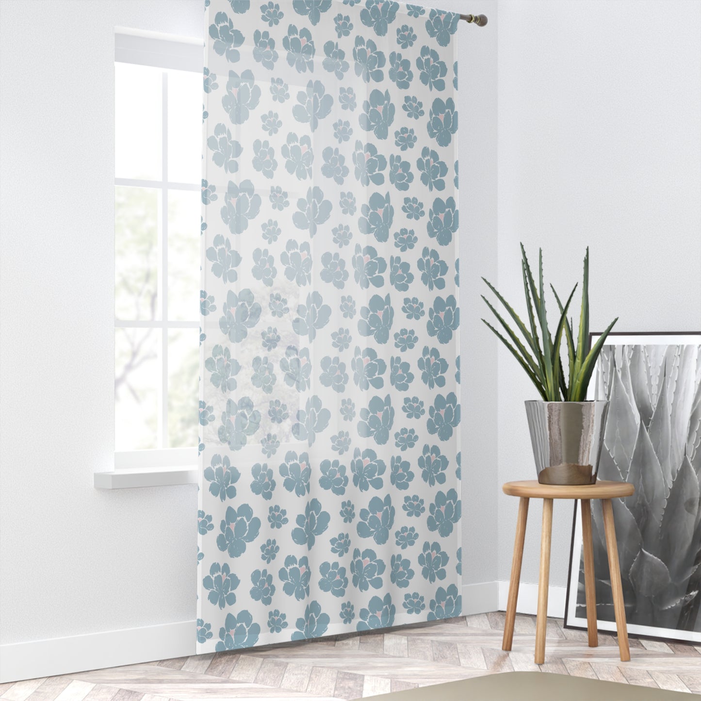 Floral Print Window Curtain | Light and Airy Home Decor | Boho Chic, Living Room, Bedroom, Wedding Gift, Happy Space