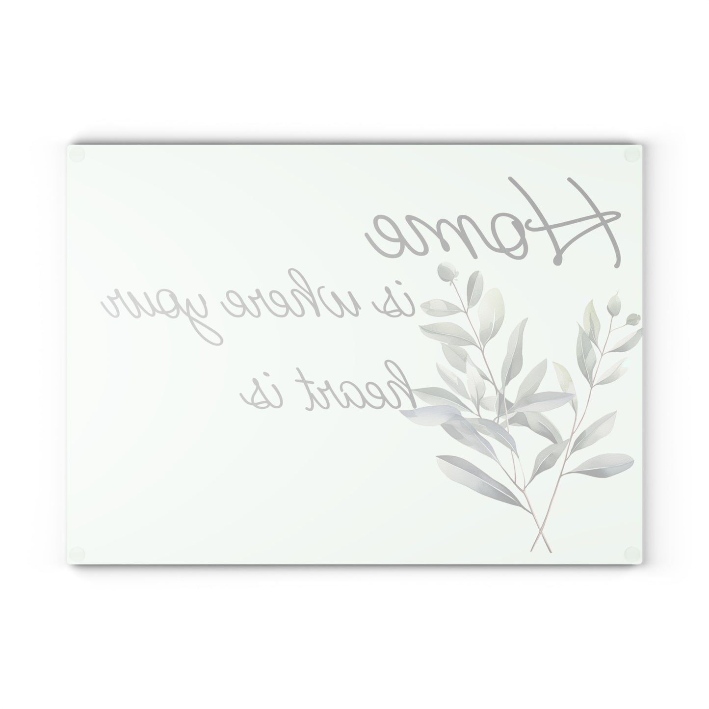 Home is Where Your Heart Is Glass Cutting Board, Kitchen Decor, Housewarming Gift, Wedding Present, Mother's Day Gift