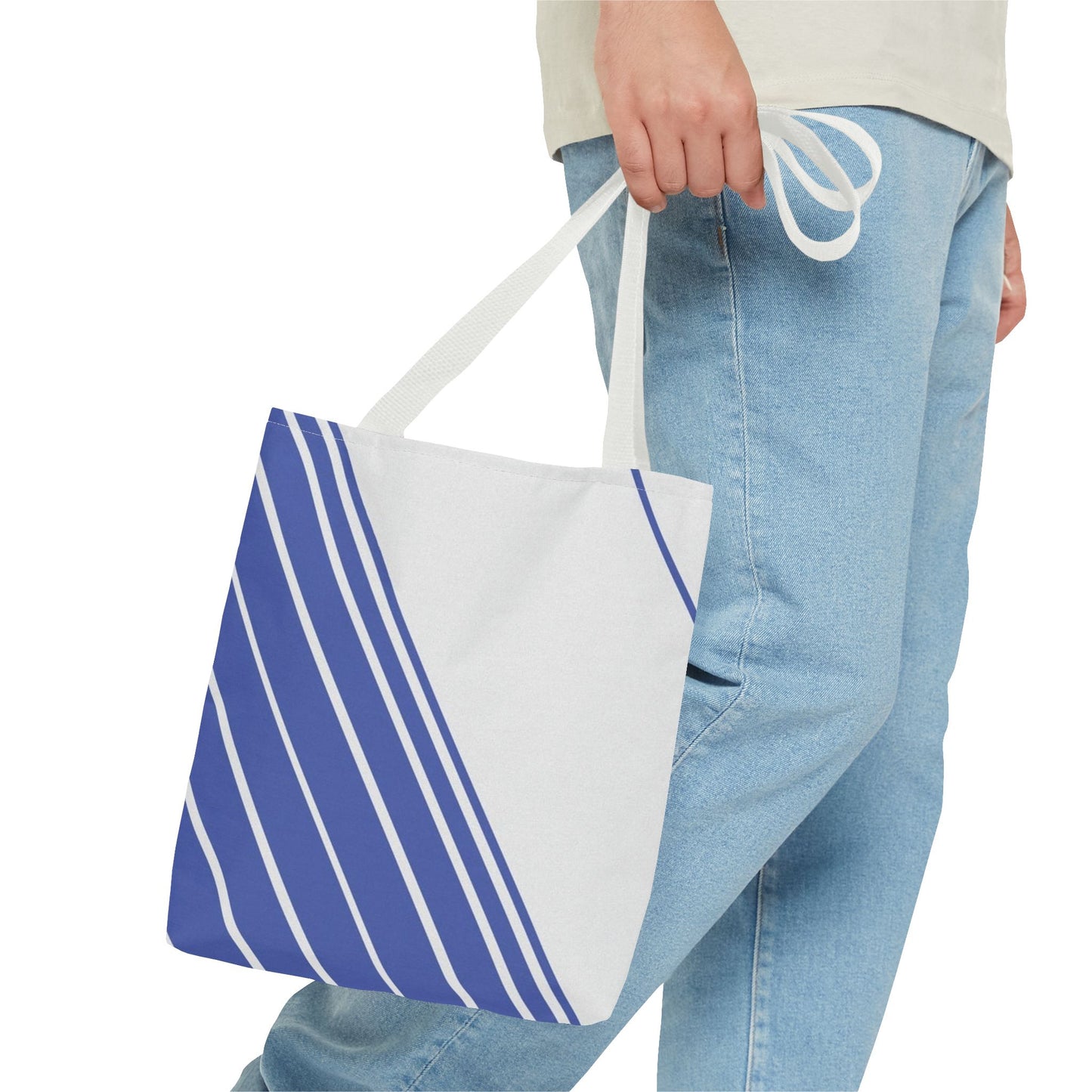 Chic Blue Striped Tote Bag, Stylish Reusable Shopping Bag, Beach Bag, Everyday Carry, Gift for Her