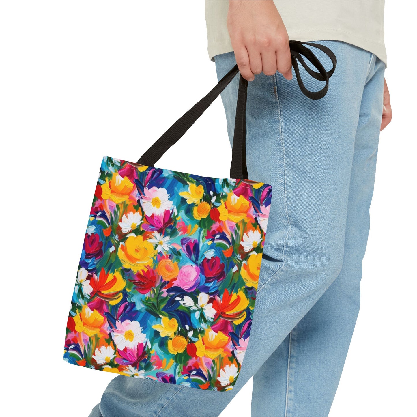 Colorful Floral Tote Bag — Vibrant All-Over Print Shopper