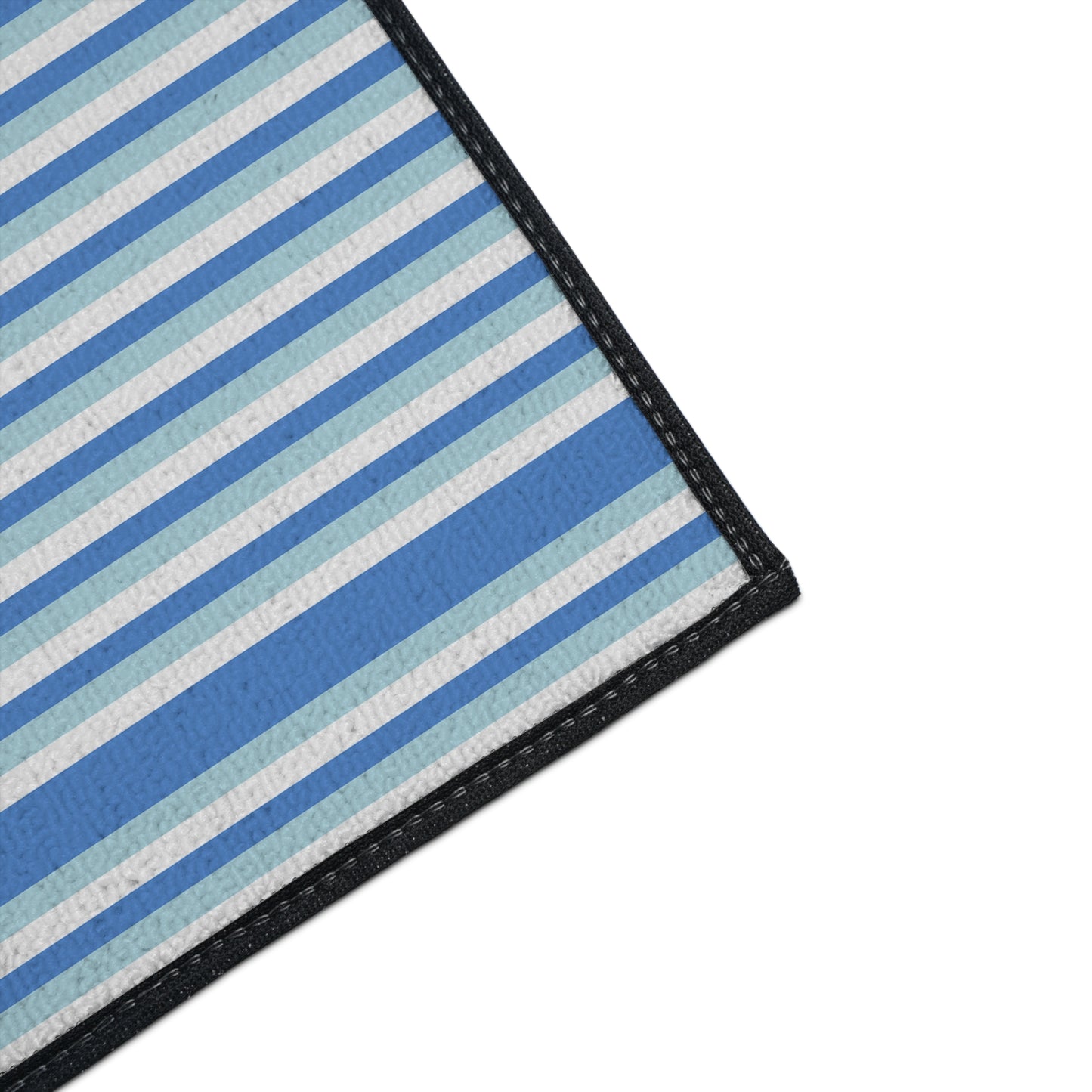 Striped Blue Heavy-Duty Floor Mat — Durable Non-Slip Entry Rug