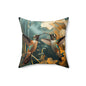Hummingbird Garden Pillow — Decorative Square Throw Pillow
