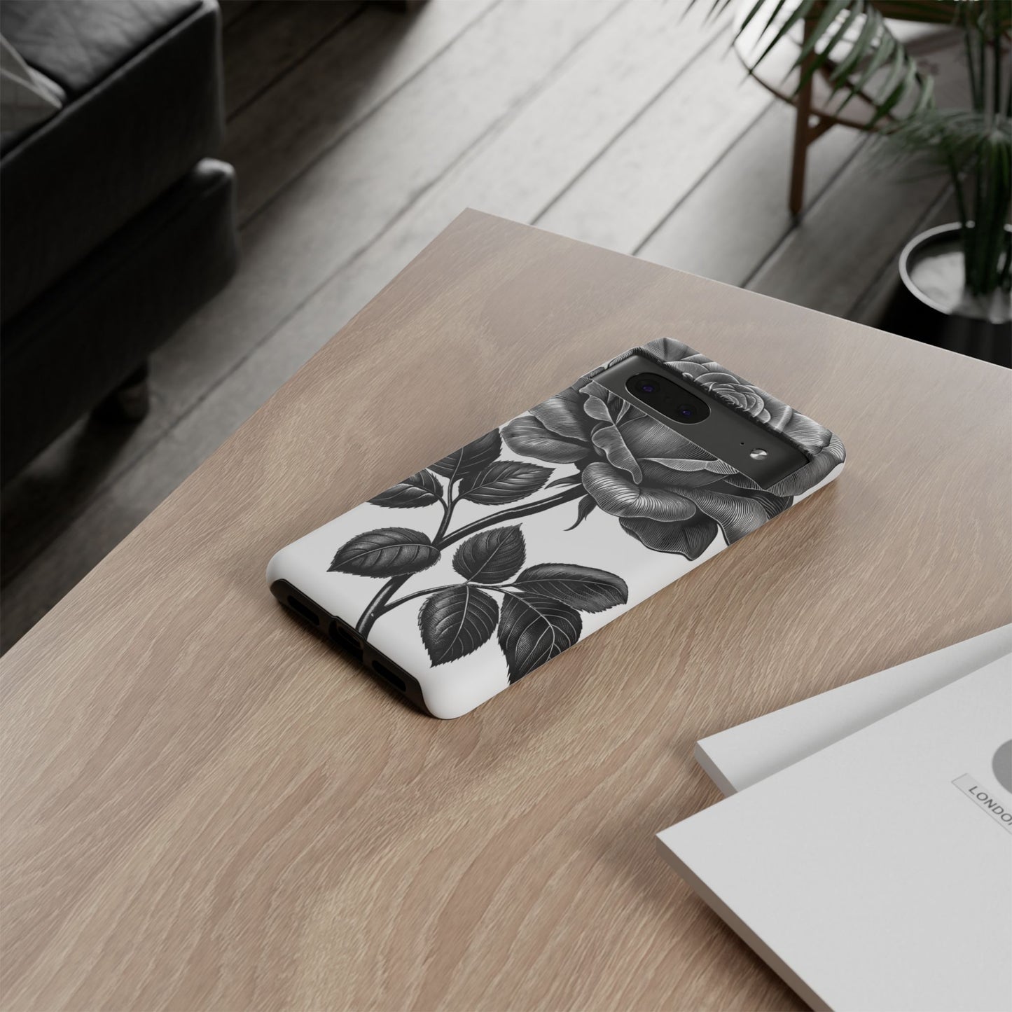 Elegant Floral Phone Case - Tough Cases, Black Rose Design, Floral Phone Cover, Stylish Phone Accessory, Gift for Her, Mother's Day