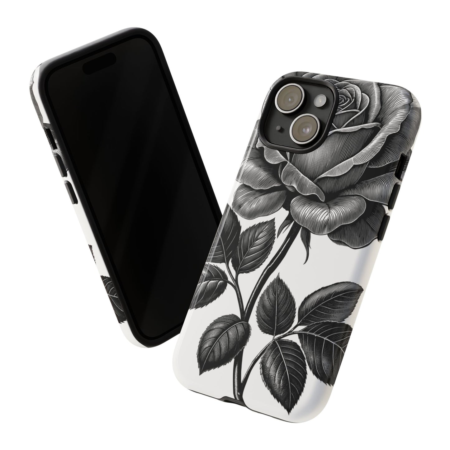 Elegant Floral Phone Case - Tough Cases, Black Rose Design, Floral Phone Cover, Stylish Phone Accessory, Gift for Her, Mother's Day
