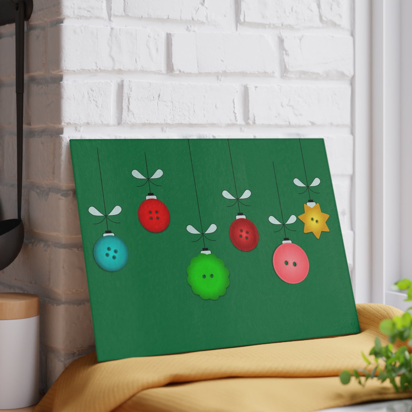 Festive Glass Cutting Board, Holiday Kitchen Decor, Christmas Gift, Unique Serving Tray, Durable Cooking Accessory, Holiday Entertaining