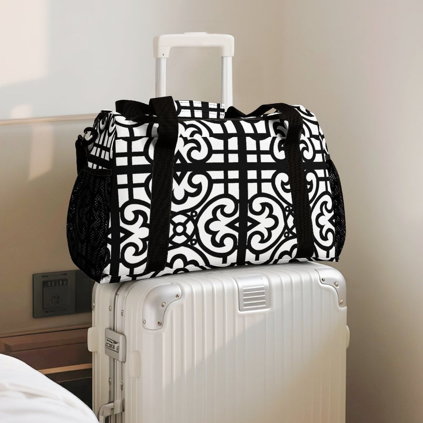 Travel Duffel Bag Black and White