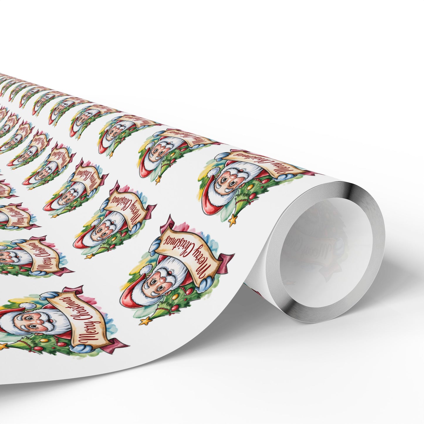 Holiday Santa Emblem Wrapping Paper Roll