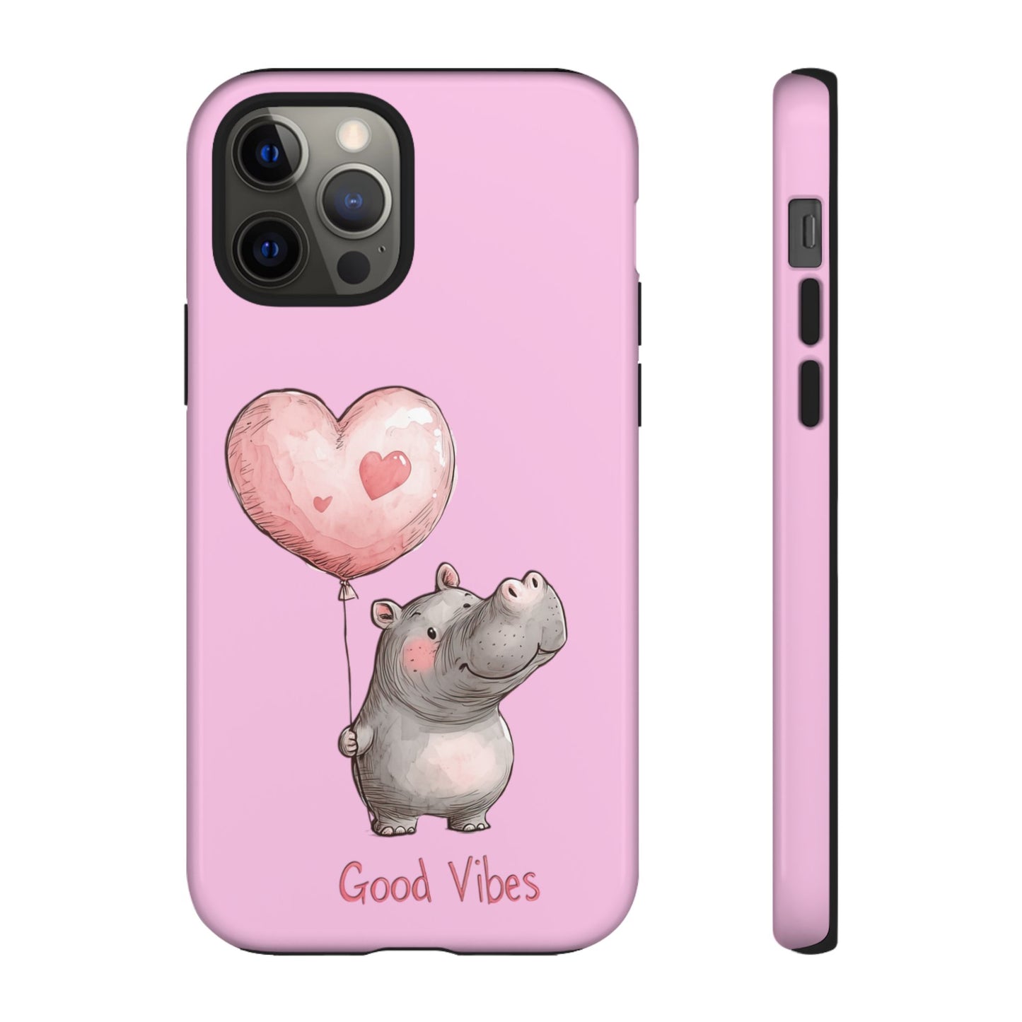 Cute Hippo Phone Case | Good Vibes, Gift for Friends, Cute Phone Accessories, Animal Lover Gift, Happy Phone Cover