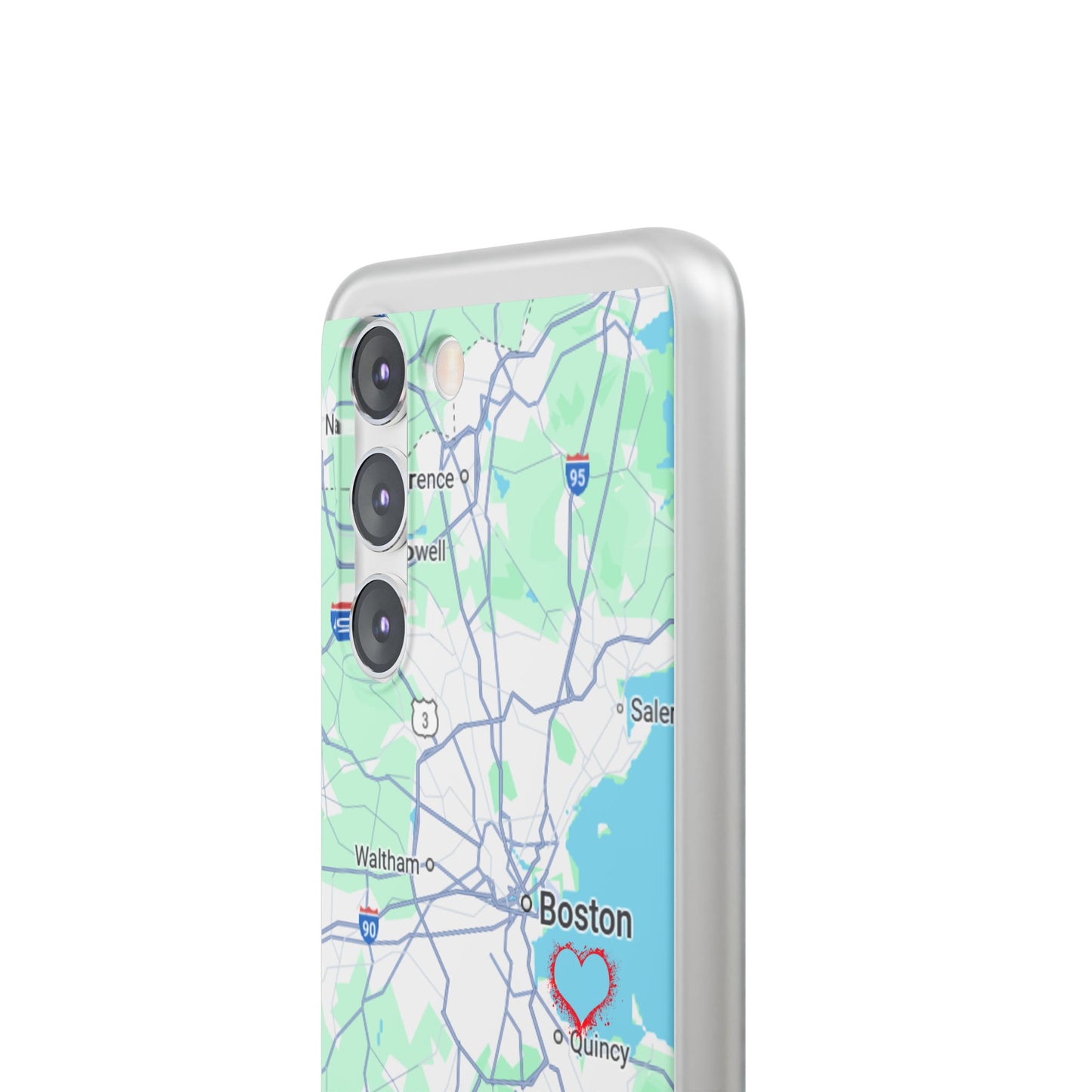 Boston Map Flexi Case for iPhone, Custom Location Phone Case, Unique Gift, Boston Heart Design, Travel Lover Accessory