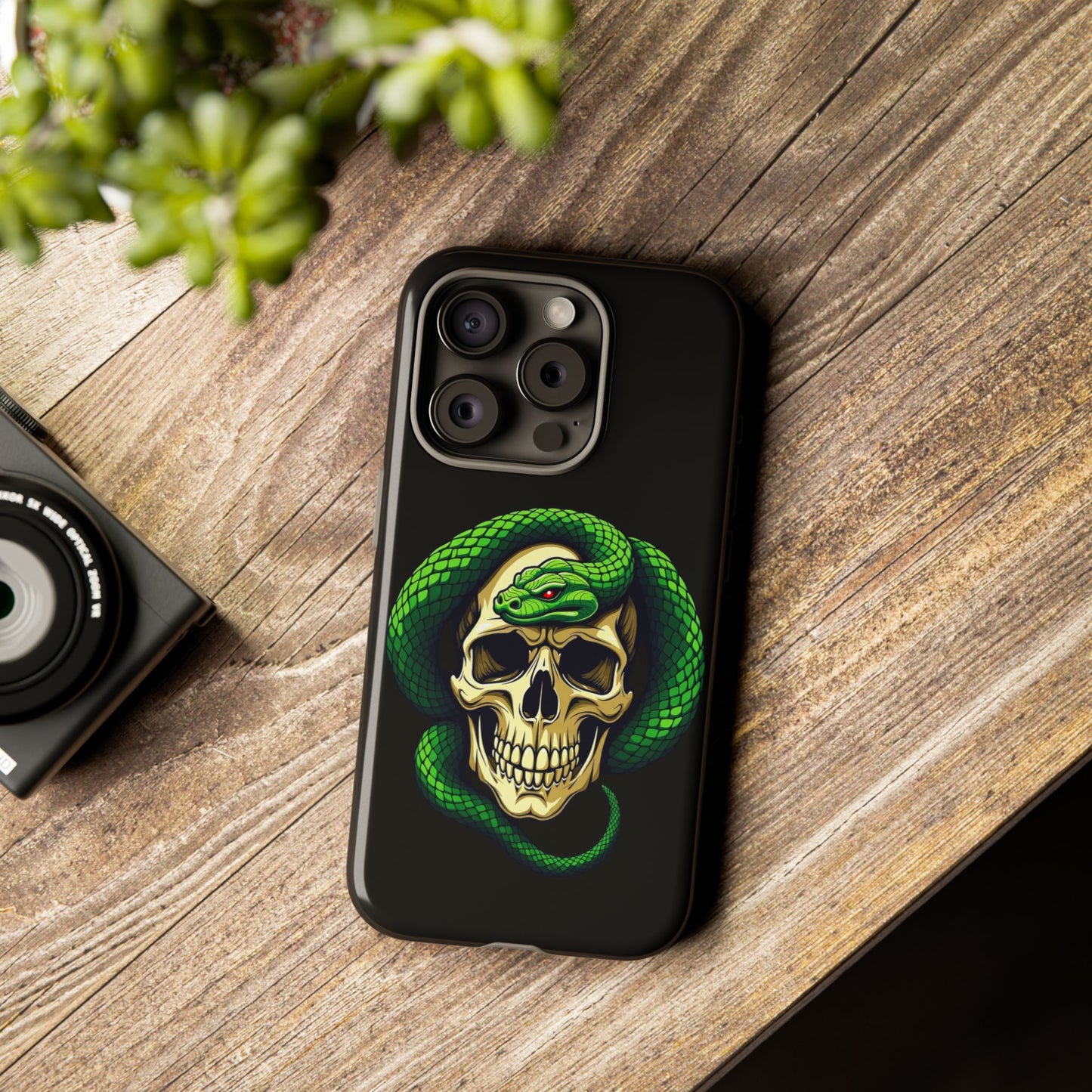 Skull & Snake Phone Case | Tough Cases, Protective Cover, Edgy Phone Accessories, Gothic Gift, Halloween Decor