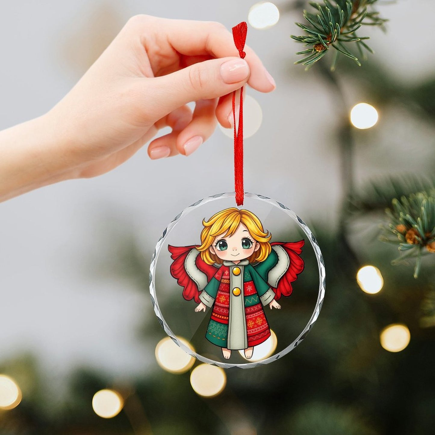 Glass Circular Ornament Pendant