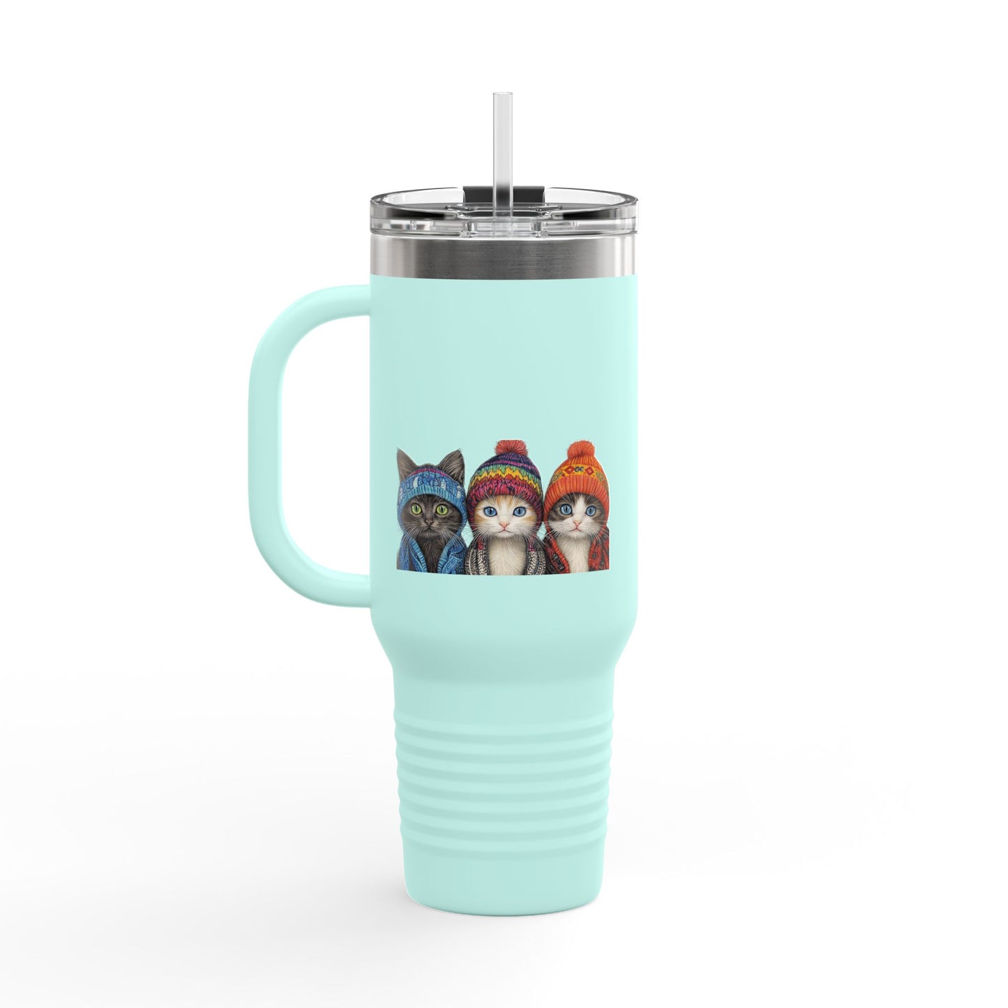Cat-Themed Insulated Travel Mug, Perfect for Coffee Lovers, Gifts for Cat Owners, Travel Accessories, Cute Cat Lovers Gift, 40oz Mug
