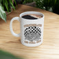 Ceramic Mug — “Overstimulated and Still Cute” Retro Checker Skull Coffee Cup (11oz & 15oz)