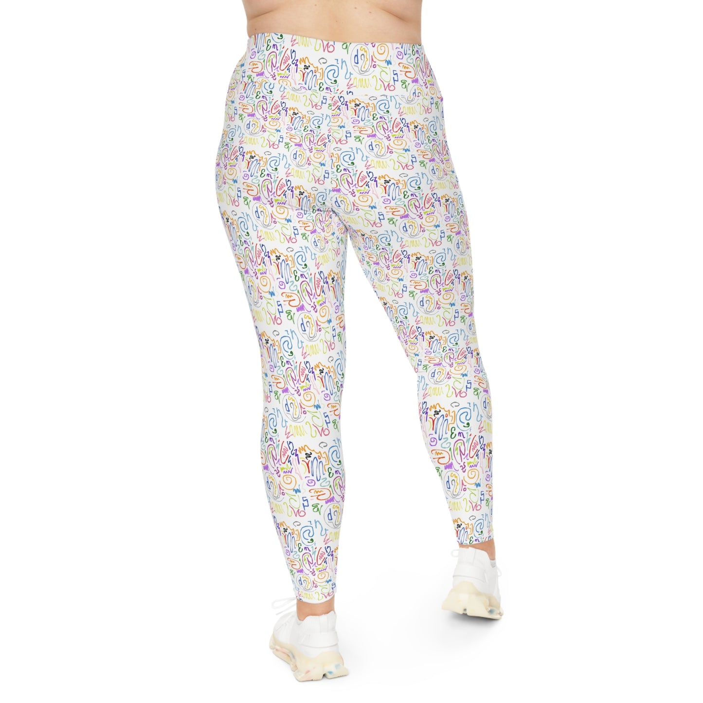 Vibrant Plus Size Leggings, Colorful AOP Activewear, Soft Stretchy Yoga Pants, Unique Pattern Leggings, Comfortable Everyday Fashion
