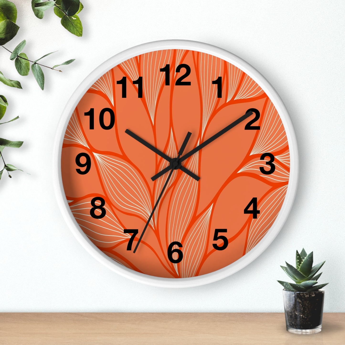 Modern Floral Wall Clock, Home Decor, Unique Timepiece, Boho Style, Office Decoration, Gift Idea