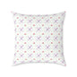 Floral Geometric Square Pillow – Pink & Lavender Patterned Throw Cushion