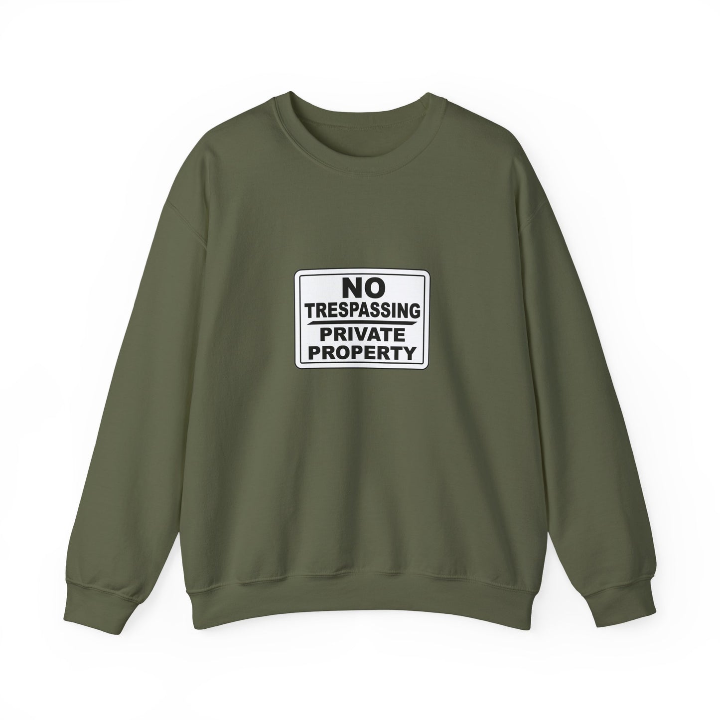 No Trespassing Crewneck Sweatshirt, Unisex Sweatshirt, Cozy Apparel, Casual Outfit, Gift for Homeowners, Security Sweater