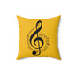 Musical Notes Square Pillow  - Yellow