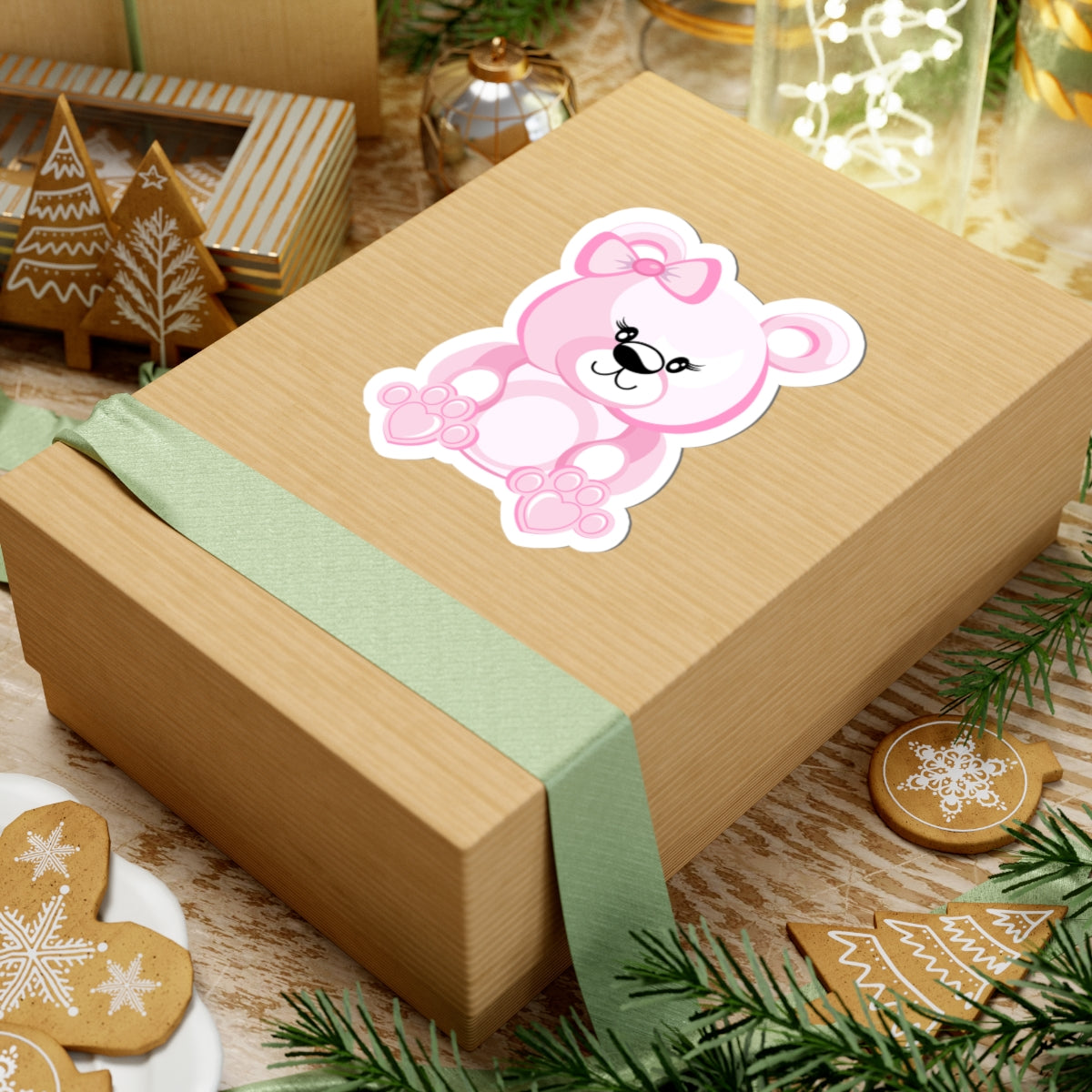 Cute Pink Bear Stickers, Kawaii Stickers, Scrapbooking Supplies, Laptop Decals, Kids Room Decor, Gift for Her