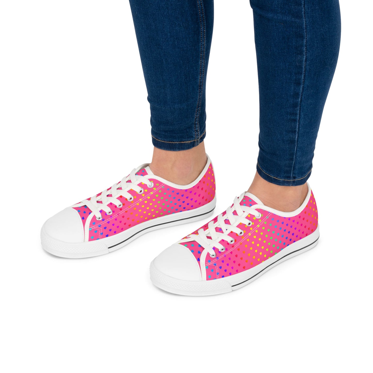 Low Top Sneakers — Pink Gradient Polka Dot Casual Shoes for Women
