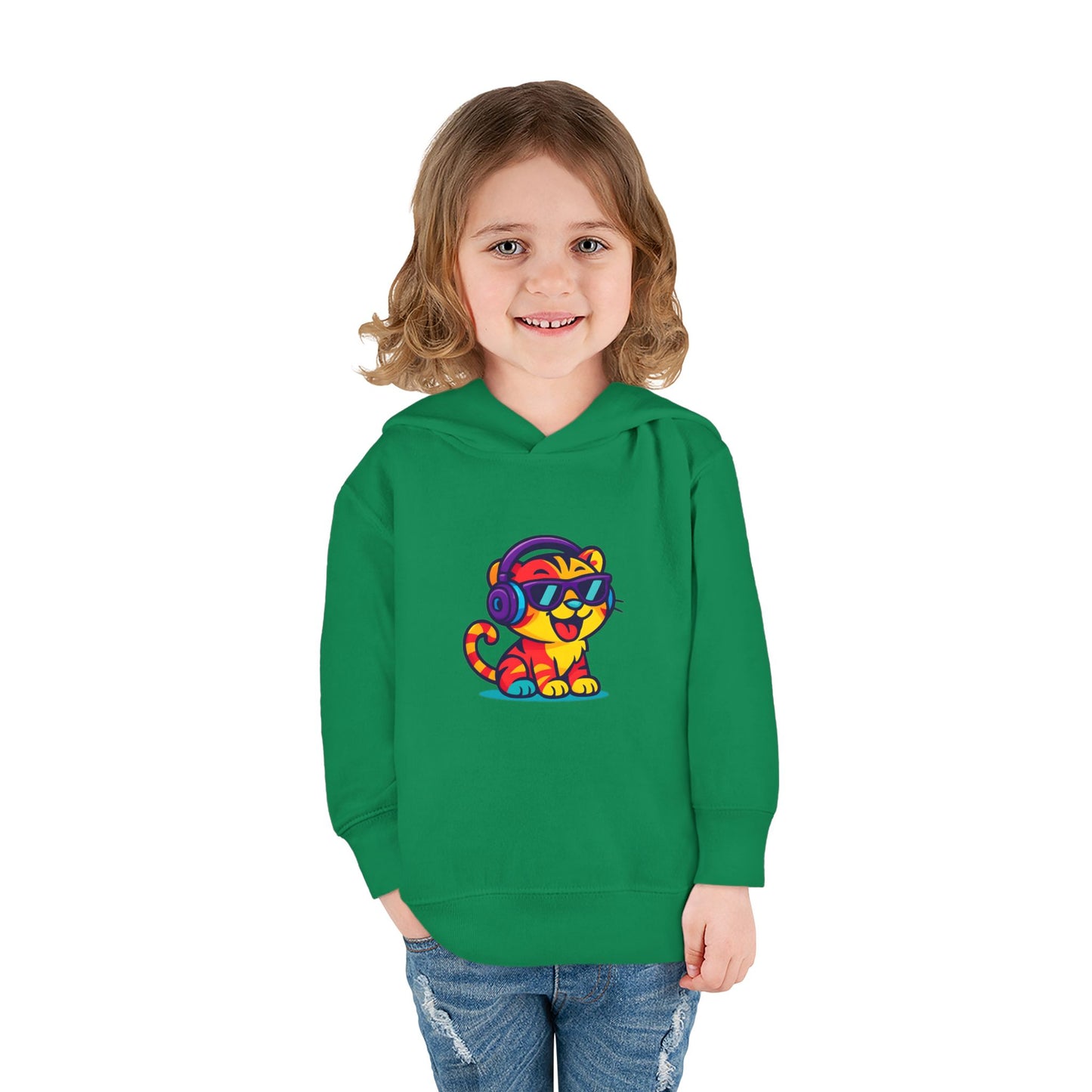 Cool Cat Toddler Hoodie - Fleece Pullover with Colorful Lion Design, Kids Clothing, Fun Gift, Casual Wear, Playtime Essentials