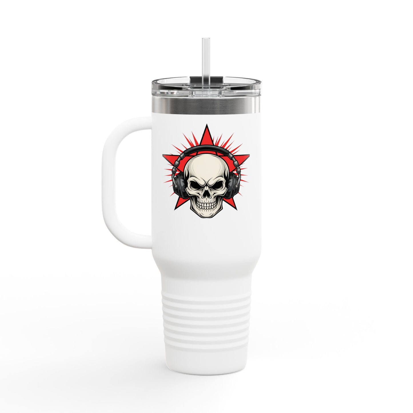 Skull and Stars Insulated Travel Mug - 40oz | Perfect for Road Trips, Gifts for Music Lovers, Outdoor Adventures, and Coffee Enthusiasts