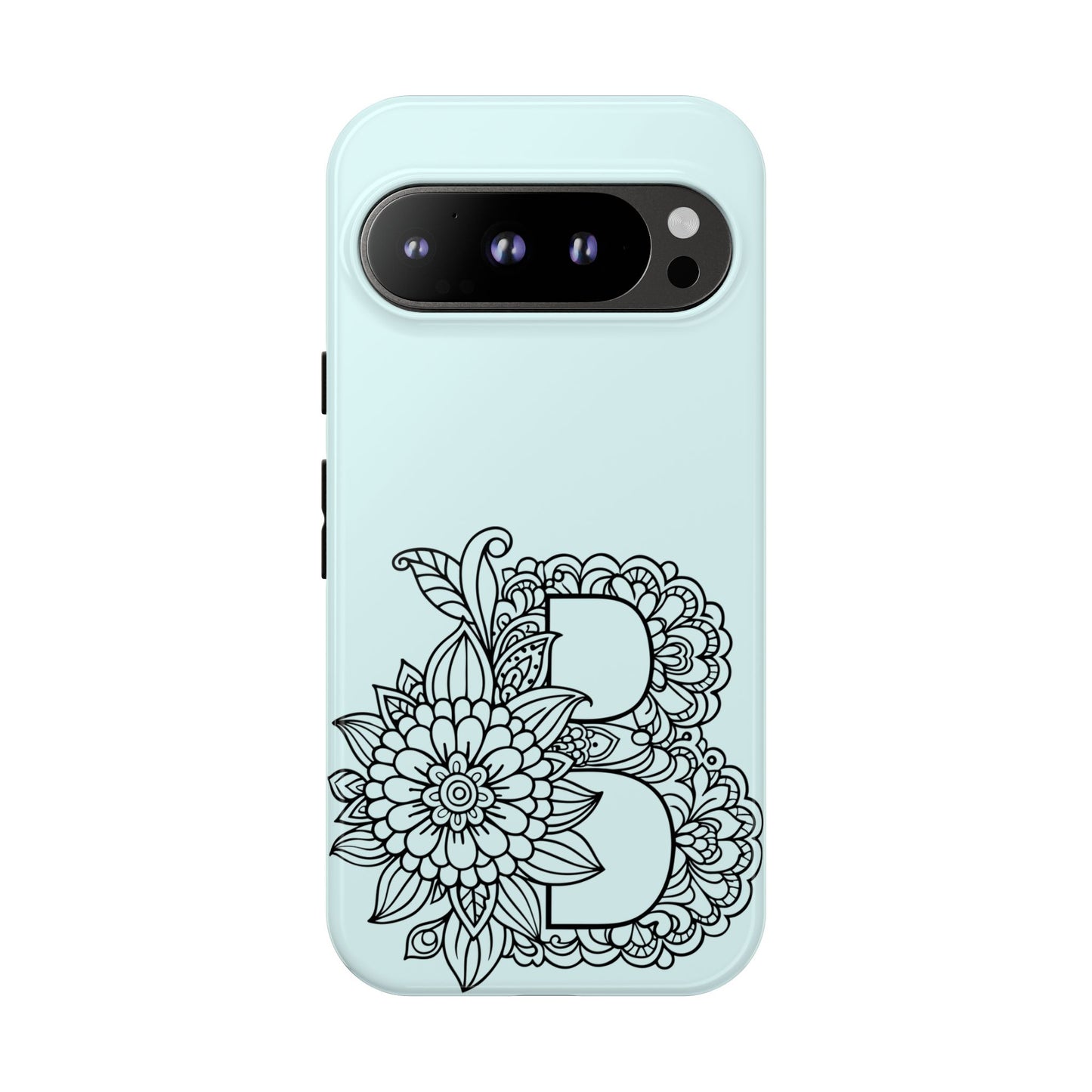 Personalized Tough Phone Case- Letter B, Floral Monogram Cell Phone Cover, Custom Protective Case, Unique Gift, Birthday, Graduation
