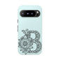 Personalized Tough Phone Case- Letter B, Floral Monogram Cell Phone Cover, Custom Protective Case, Unique Gift, Birthday, Graduation