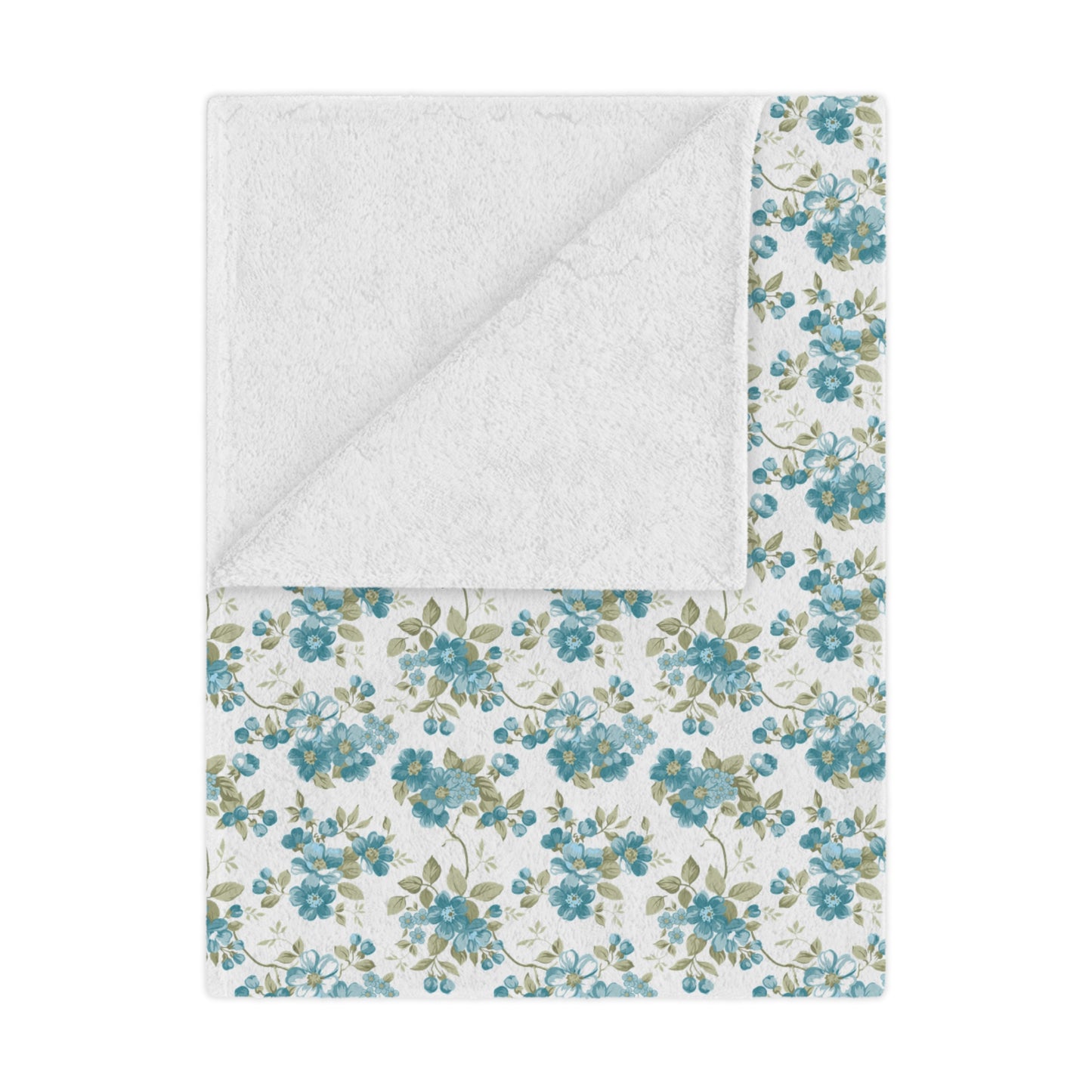 Floral Minky Blanket — Vintage Blue Rose Throw for Cozy Home, Nursery, Gift