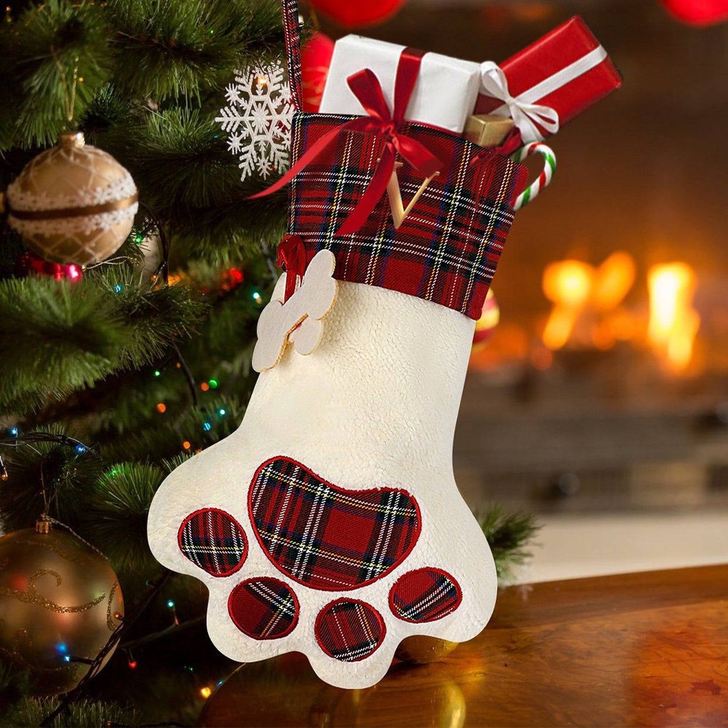 Pet Cat Dog Claw Christmas Stocking - Letter V