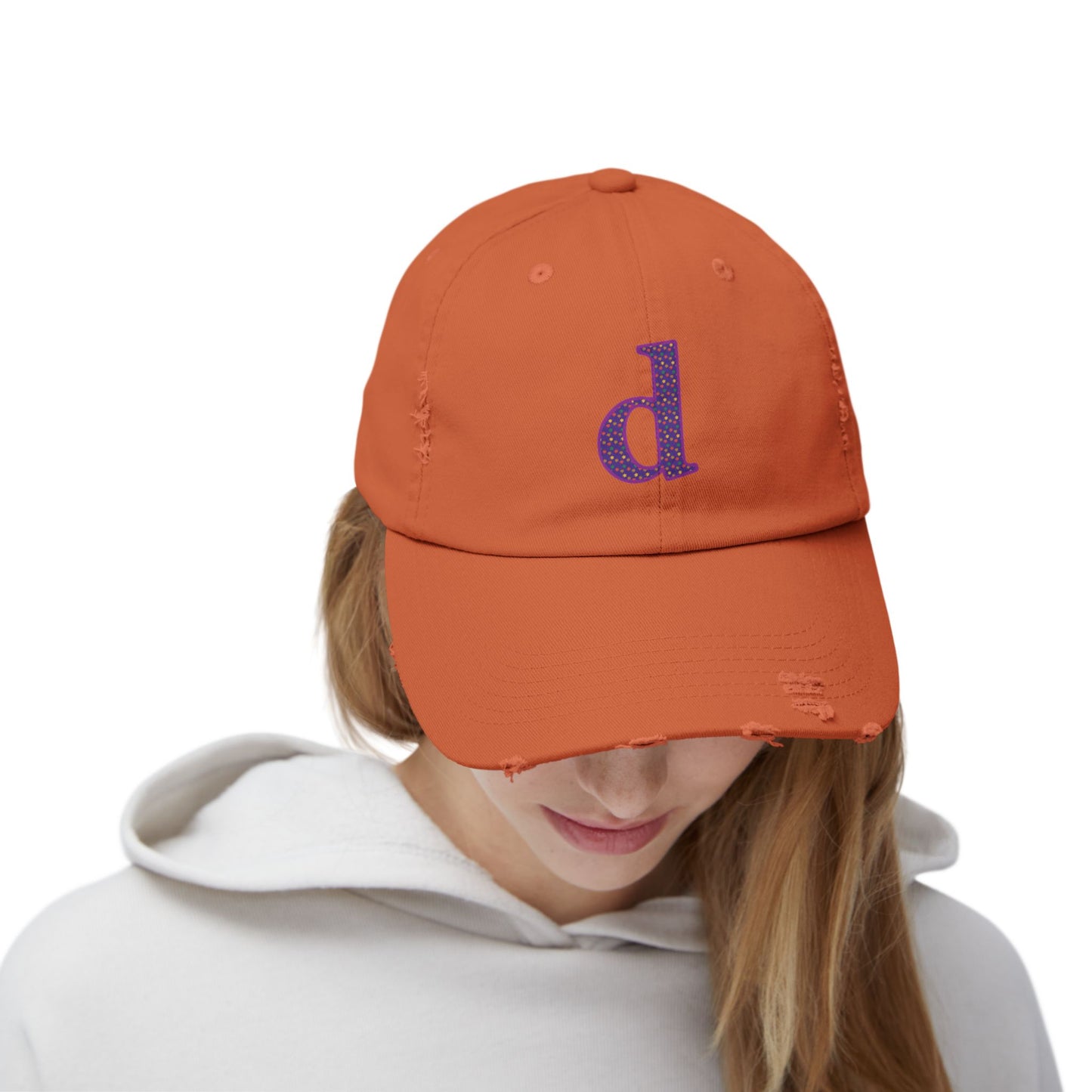 Distressed Cap with Purple Letter 'd' - Casual Street Style Hat for Everyday Wear, Gift for Dad, Unisex Fashion Accessory, Trendy [...]