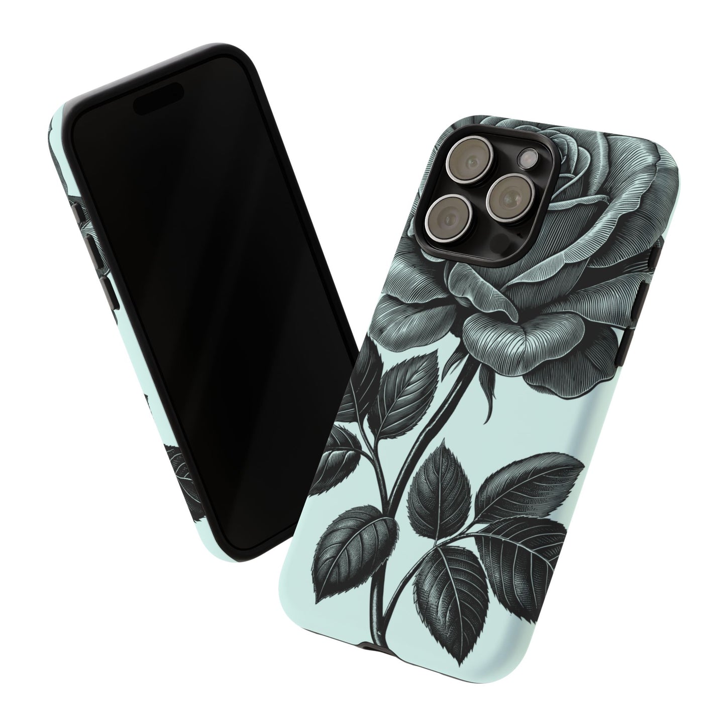 Elegant Floral Phone Case, Tough Cases for iPhones, Black Rose Design, Gift for Her, Stylish Phone Cover, Birthday Gifts