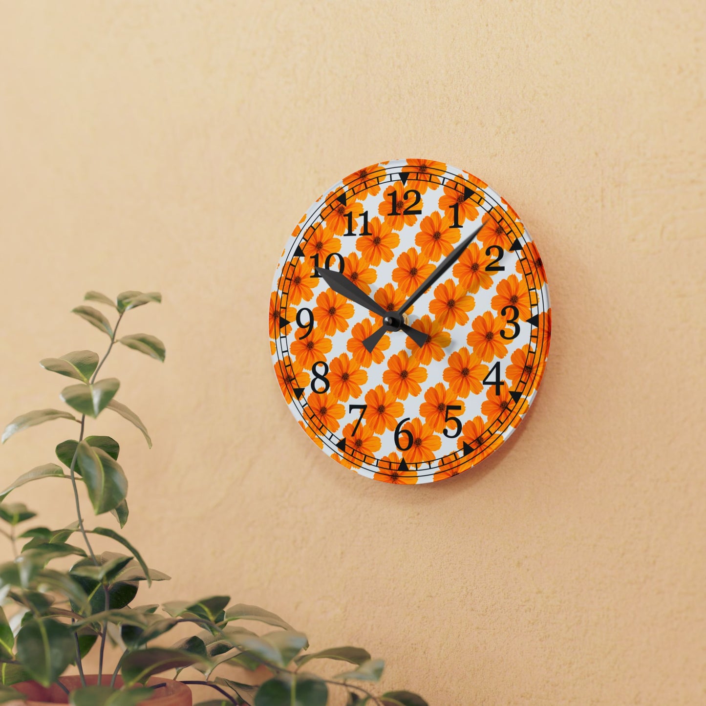 Floral Acrylic Wall Clock - Bright Flower Design for Home Decor, Perfect Gift