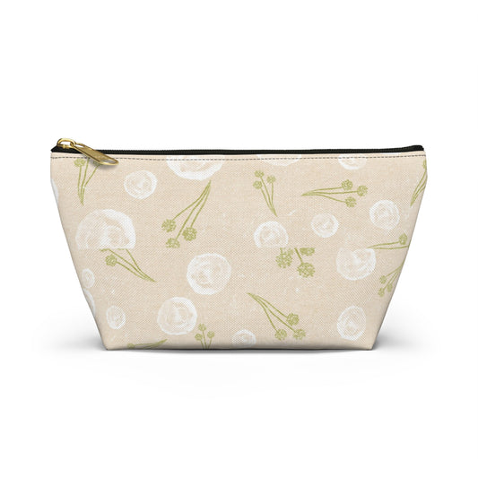 Floral Accessory Pouch, Makeup Bag, Travel Organizer, Gift for Her, Greenery Design, Cosmetic Case, Cute Storage
