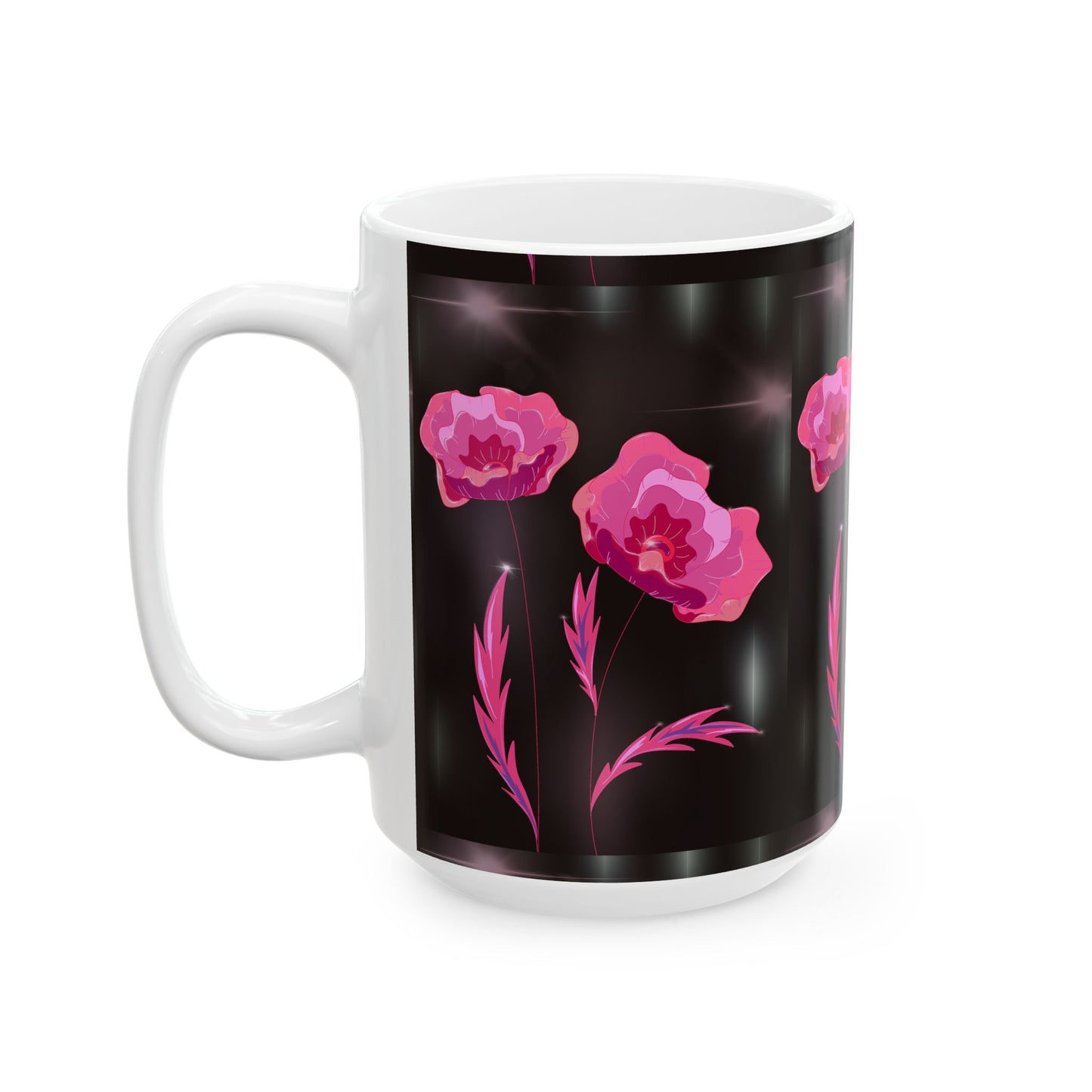 Floral Ceramic Mug with Pink Poppies, Coffee Mug, Gift for Her, Nature Lover's Cup, Home Decor, Tea Lover's Present