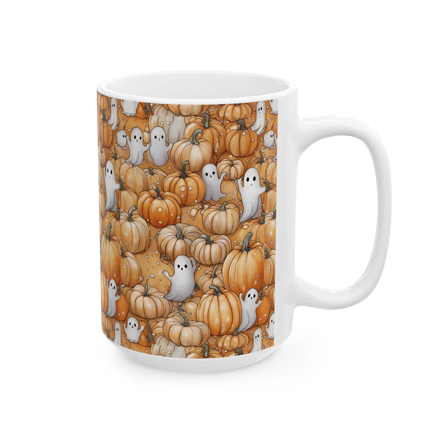 Ghostly Pumpkin Ceramic Mug for Fall Sips, Halloween Decor, Cozy Coffee Lover Gift, Cute Halloween Mug, Pumpkin Spice Mug