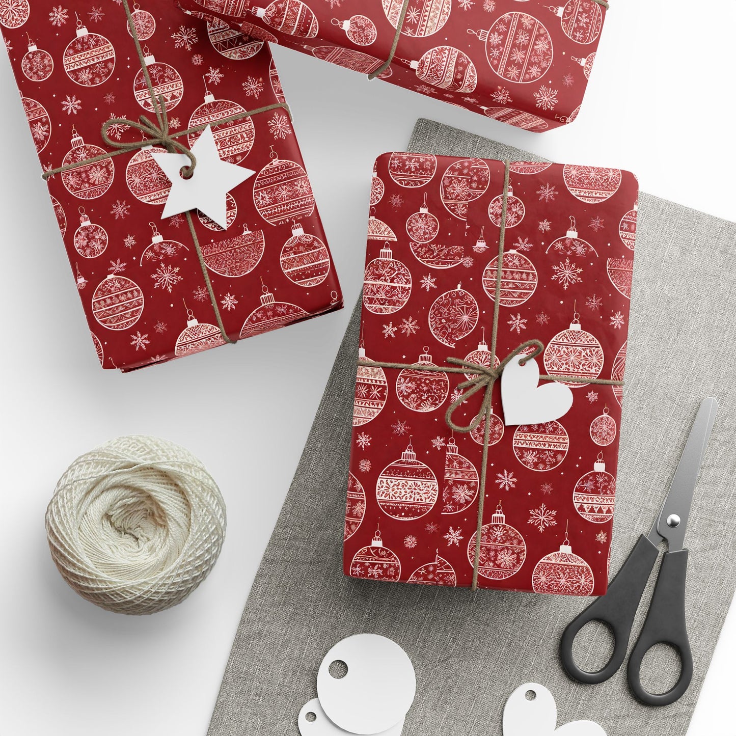 Festive Red Ornament Wrapping Paper Roll — Christmas Gift Wrap