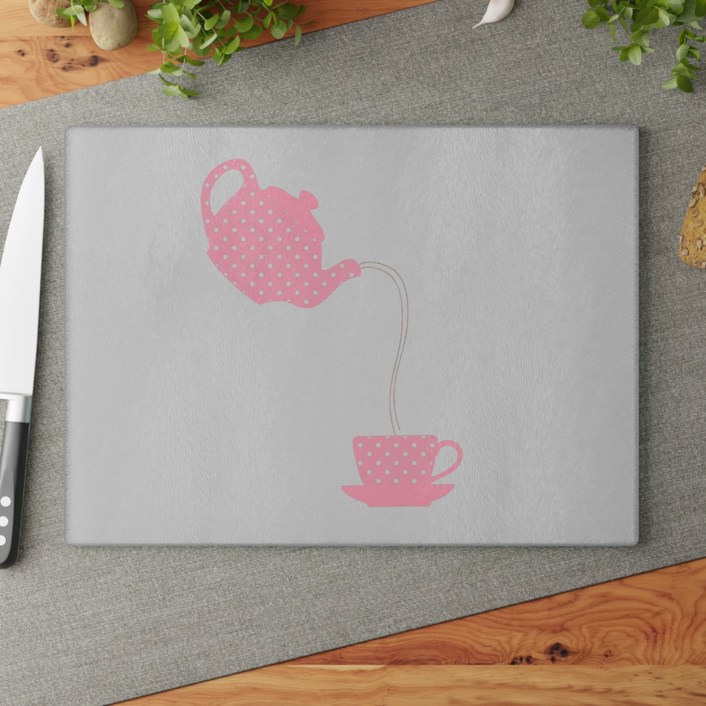 Charming Teapot Glass Cutting Board | Kitchen Decor, Gift for Tea Lovers, Housewarming Gift, Culinary Art, Wedding Gift