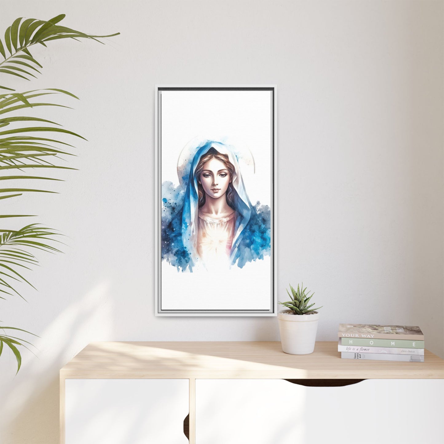 Framed Canvas Art Print, Spiritual Decor, Religious Artwork, Wall Decor, Gift for Faith, Elegant Home Decoration