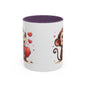 Cute Monkey Love Coffee Mug, Valentine's Gift, Animal Lover's Mug, Heartfelt Coffee Cup, Fun Kitchen Decor