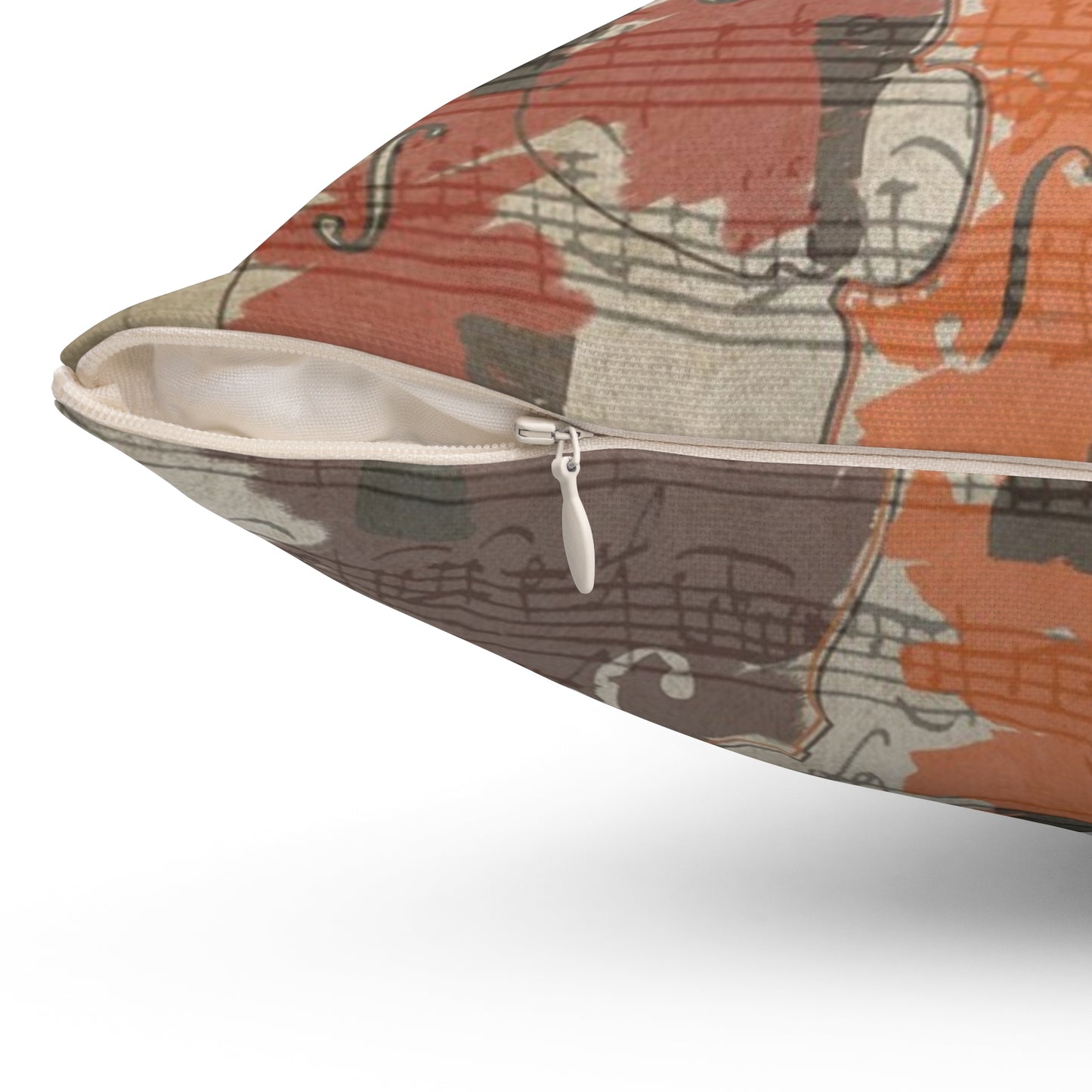 Violin Sheet Music Decorative Pillow — Rustic Orchestra Instrument Throw Pillow